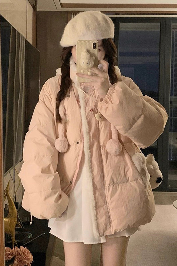 ピンク [Cute Pig] 長袖 フード付き スウィートロリータコート 商品画像