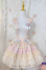 [Grape Crunchies] Sleeveless Multi-Layered Ruffled Bow Lace Sweet Lolita Strap Dress 2 Colors - Product - 2