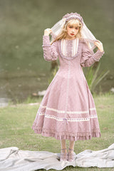 Purple Cross Dark Church Elegant Lace Long Sleeves Ruffled Classic Lolita OP Dress - Product - 4
