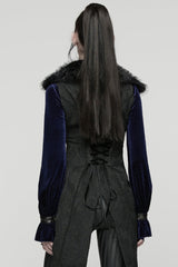 Black Sleeveless Jacquard Buckled Swallow-tailed Women's Gothic Vest - Product - 3