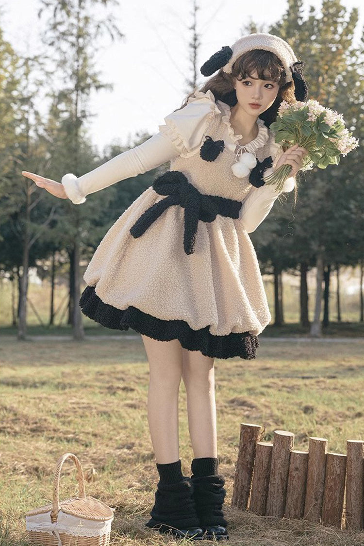 Ivory Cute Ollie The Sheep Autumn Winter Sweet Lolita Jsk Dress - Product - 3
