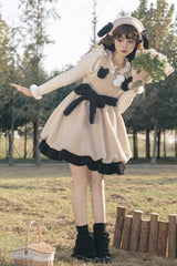 Ivory Cute Ollie The Sheep Autumn Winter Sweet Lolita Jsk Dress - Product - 3