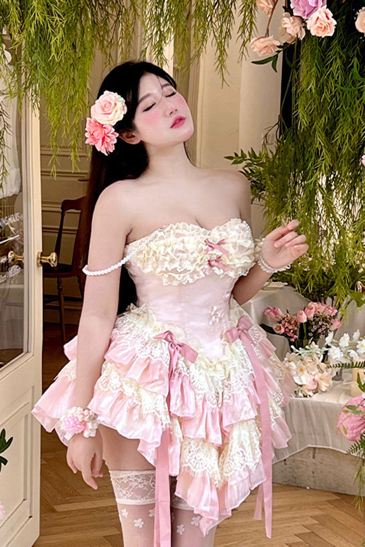 Dream of Love Multi-Layered Ruffle Bowknot Lace Sweet Lolita Dress 2 Colors - Product - 7
