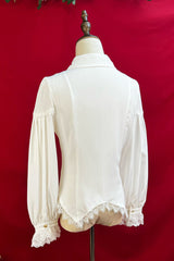 [Late Night] Lapel Collar Long Sleeves Ruffle Lace Slim Sweet Lolita Blouse 6 Colors - Product - 3