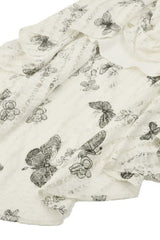 Black/White Butterfly Embroidered Lace-Up Women's Gothic High/Low Honeymoon Dress - Product - 13