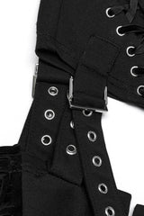 Black Tassel Lace-Up Detachable Women's Punk Pants - Product - 8
