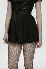 Black Buckled Zippered Pleated Women's Punk Skirt - Product - 5