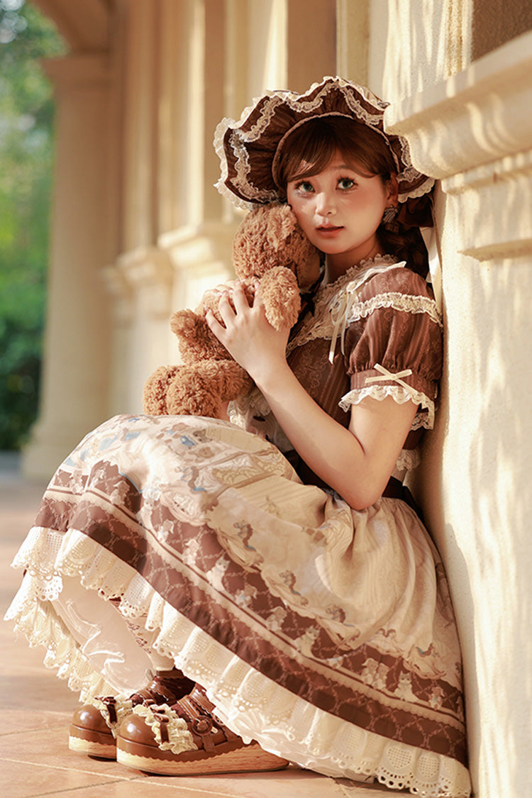 Sea Salt Fairy Tale Doll Short Sleeves Print Ruffle Bowknot Sweet Lolita Dress 2 Colors - Product - 3