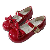 Bowknot Round-Toe Low Heel Sweet Lolita Mary Jane Shoes 4 Colors - Red - 1
