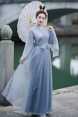 Grey Chinese Ancient Style Party Sweet Hanfu Dress - Product - 3