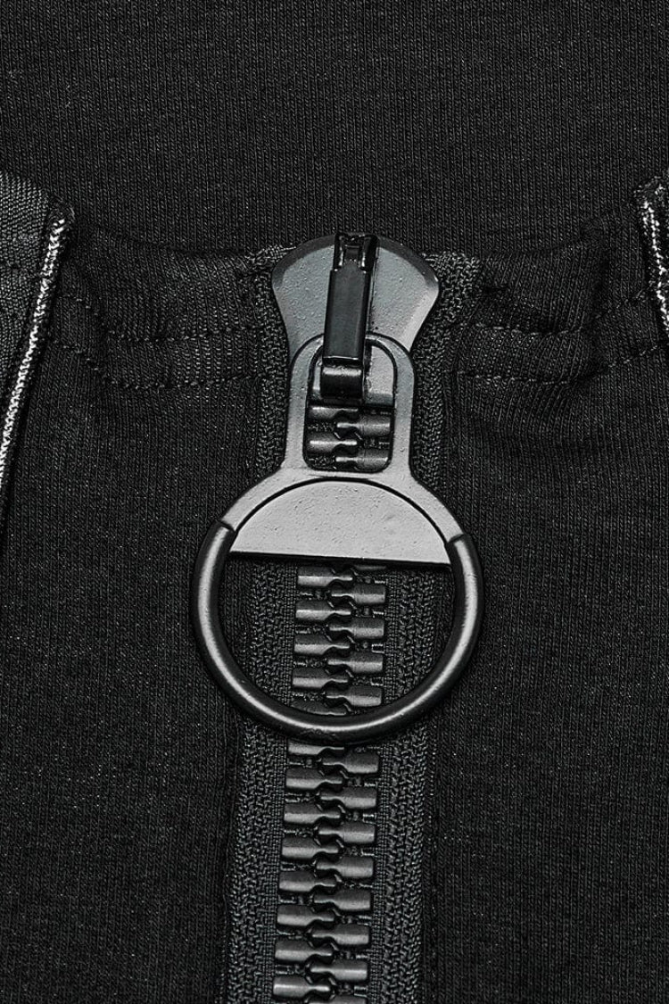 Black Sleeveless Stitching Zipper Mens Steampunk Vest - Product - 7