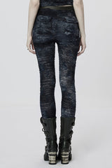 Slim Ripped Tie-dyed Metal Loop Women's Steampunk Leggings 2 Colors - Product - 3