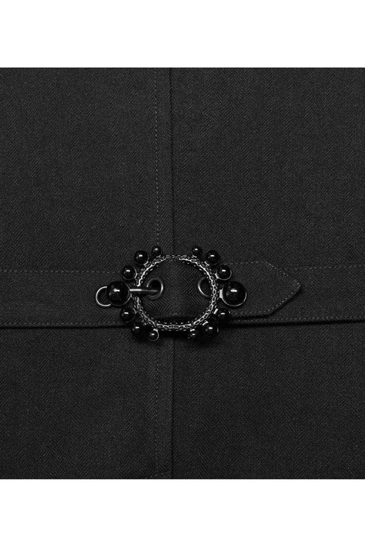 Black Punk Jacquard V-Neck Stitching Three Dimensional Engraving Hand Sewn Button Lace Short Men's Vest - Product - 8