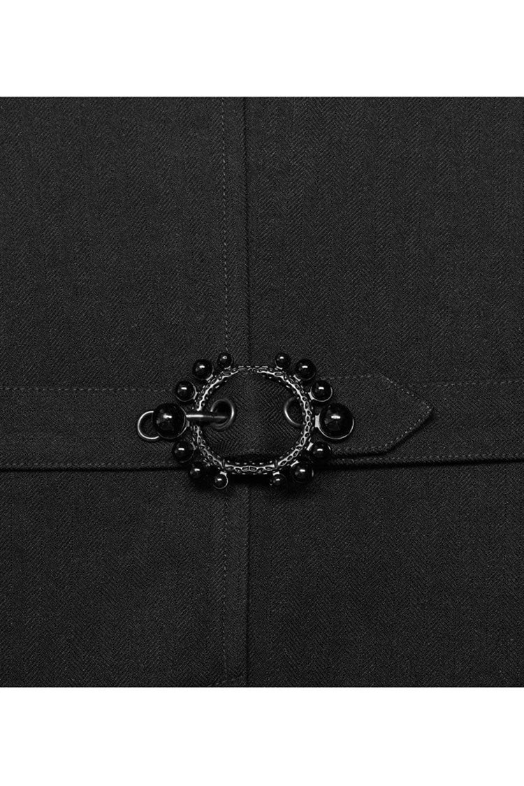 Black Punk Jacquard V-Neck Stitching Three Dimensional Engraving Hand Sewn Button Lace Short Men's Vest - Product - 8