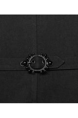 Black Punk Jacquard V-Neck Stitching Three Dimensional Engraving Hand Sewn Button Lace Short Men's Vest - Product - 8
