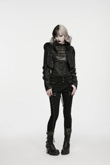 Black Slim Fit Studded Women's Punk Cool Pants with Pockets - Product - 9