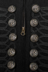 Black Metal Retro Button Decoration Long Sleeves Double Breasted Mens Steampunk Coat - Product - 8