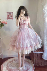Pink [Love Is Coming] Multi-layer Ruffle Embroidery Bowknot Sweet Princess Lolita Jsk Dress - Product - 5