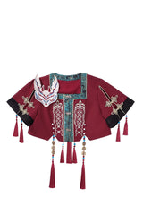 Multi-Color [Fox Trace Codex] Stand Collar Long Sleeves Printed Embroidered Classic Chinese Style Elegant Lolita Dress - Top(Only) - 12