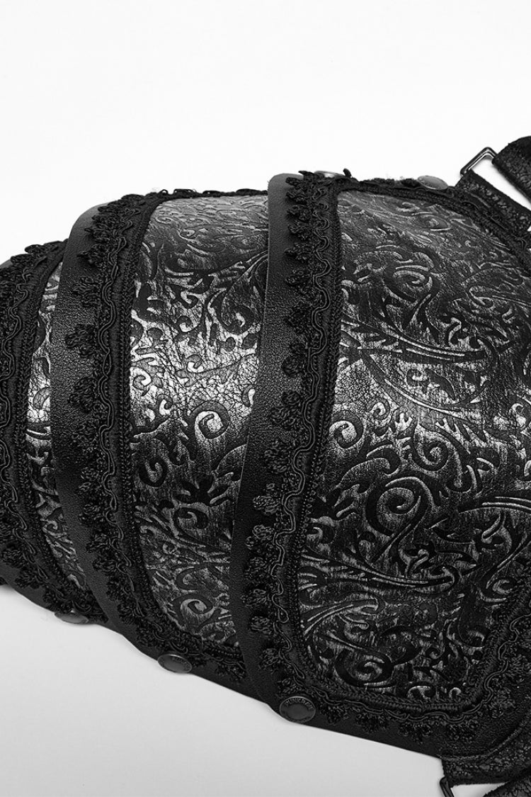 Black Print Embroidery Men's Steampunk Shoulder Harness - Product - 5