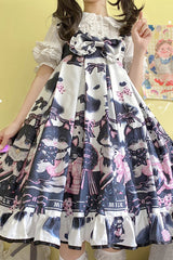 Multi-Color Cow Cat Print Ruffle Bowknot Sweet Lolita Jsk Dress - Product - 2