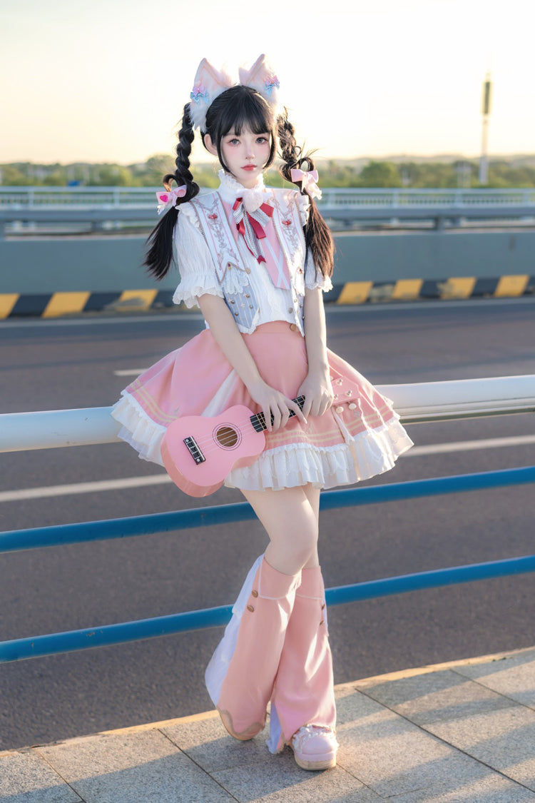 Pink [Messenger of Heaven] Ruffle Sweet Princess Lolita Skirt - Product - 13