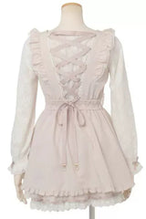 Gothic Square Collar Long Sleeves Ruffled Bow Jirai Kei Plus Size Japanese Lolita Dress Set 3 Colors - Product - 3