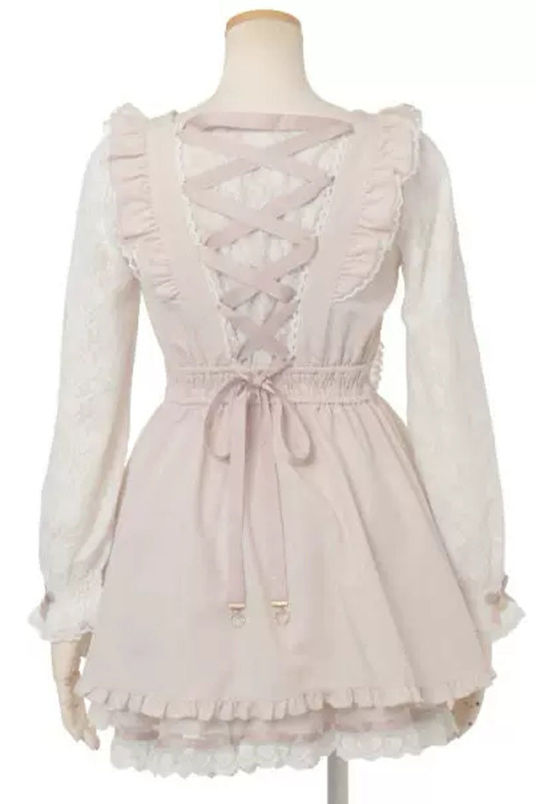 Gothic Square Collar Long Sleeves Ruffled Bow Jirai Kei Plus Size Japanese Lolita Dress Set 3 Colors - Product - 3