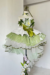 Green [Forest Princess] Off Shoulder Ruffled Bow Patchwork Sweet Lolita Dress - Green - 1