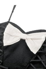 Black/White Sleeveless Multi-Layered Ruffled Bowknot Women's Gothic Slip Dress - Product - 14