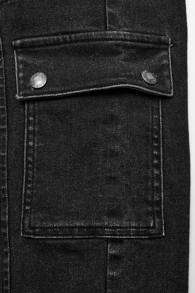 Black Multi-pockets Pleated Men's Punk Pants - Product - 8