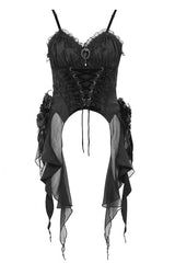 Black Lace Lace-Up Women's Gothic Overbust Corset - Product - 3