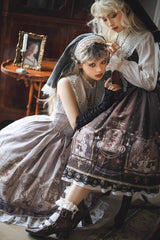 Demon Hunting Notes Print Ruffle Sweet Elegant Lolita Jumper Dress 2 Colors - Product - 10