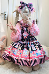 [Bunny Pastry Chef] Print Bowknot Gothic Japanese Lolita Jsk Dress 3 Colors - Product - 4