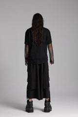 Black Round Collar Long Sleeves Mesh Ripped Men's Punk T-Shirt - Product - 6