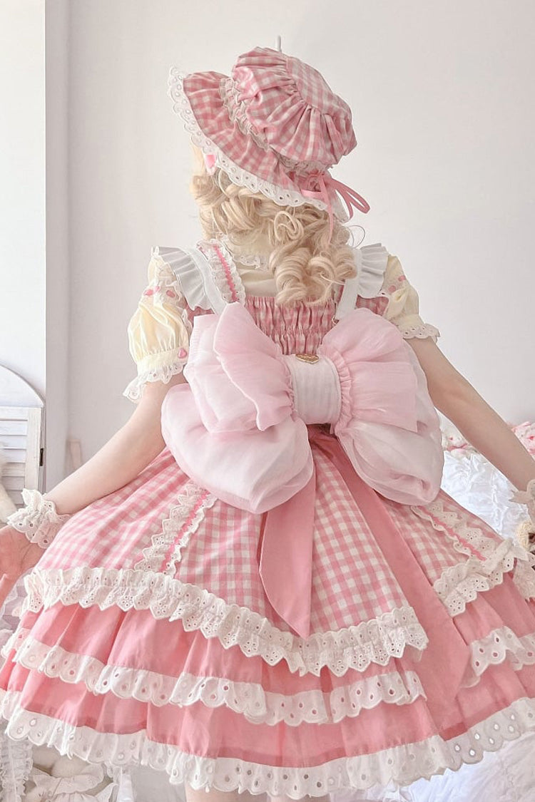Light Pink Big Bowknot Metal Heart Nameplate Lolita Backpack - Product - 6