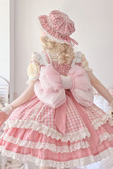 Light Pink Big Bowknot Metal Heart Nameplate Lolita Backpack - Product - 6