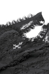 Black Off Shoulder Halterneck Sleeveless Lace Women's Gothic Short Dress - Product - 15