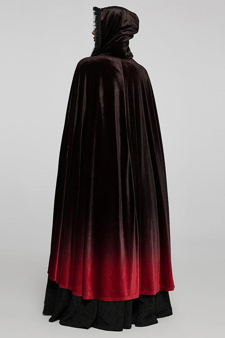 Black/Red Gothic Palace Gorgeous Straps Fantasy Gradient Skirt Large Open Sleeves Hooded Women's Cloak - Product - 4