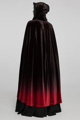 Black/Red Gothic Palace Gorgeous Straps Fantasy Gradient Skirt Large Open Sleeves Hooded Women's Cloak - Product - 4