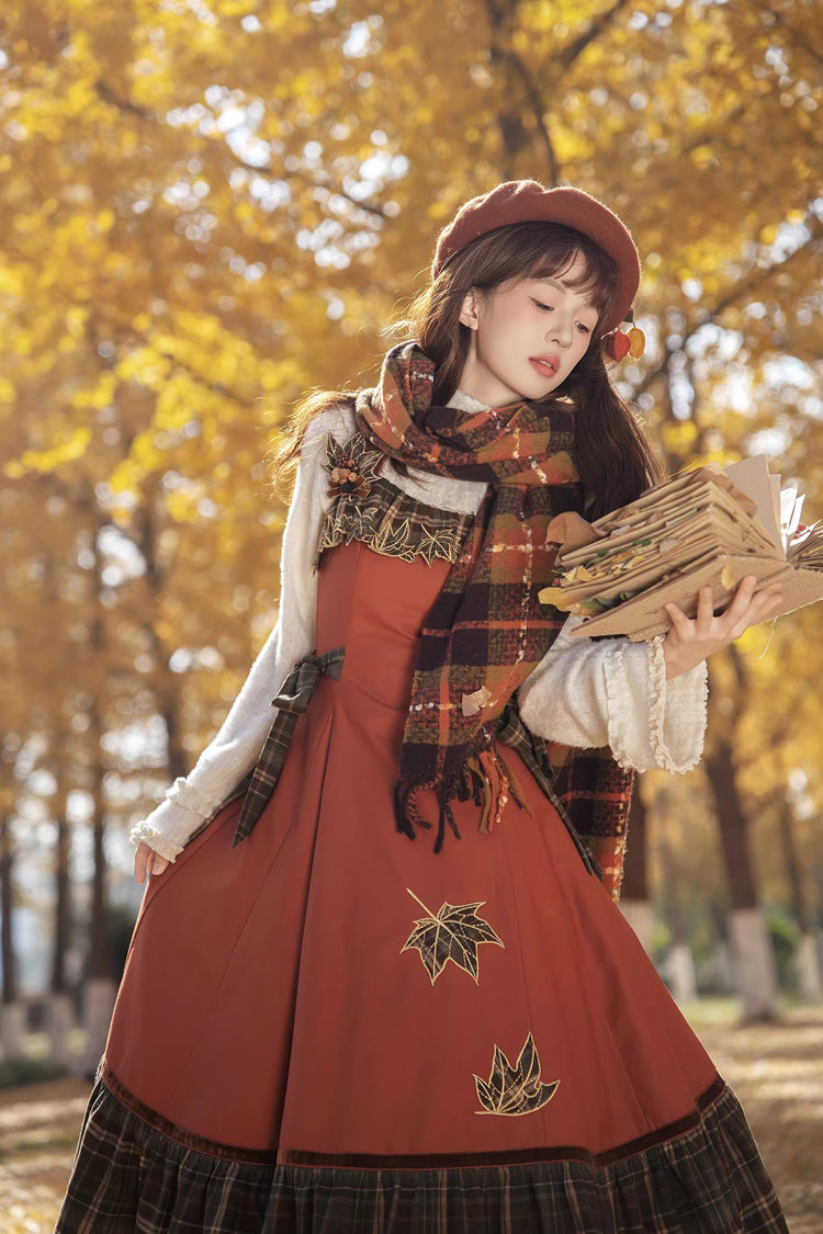 [Autumn Chronicles] Sleeveless Printed Ruffled Embroidered Spliced Slim Sweet Lolita Jsk Dress - Product - 7