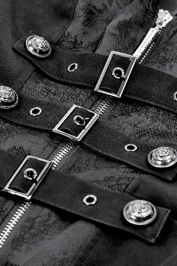 ブラック ラペルカラー 長袖 レースアップ 変形 Bouble-breasted バックル留め レディース ゴシック コート 商品画像
