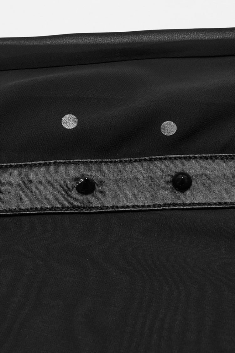 Black Rivet Split Women's Gothic Skirt with Belt - Product - 7