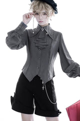 Black Irregular Ouji Fashion Lolita Shorts - Product - 4