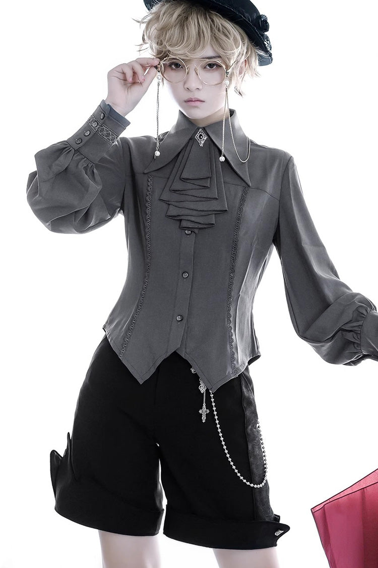 Black Irregular Ouji Fashion Lolita Shorts - Product - 4