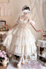 Ivory [Tidal] Triple-Layered Ruffle Bowknot Sweet Lolita Skirt 2 Versions - Product - 4