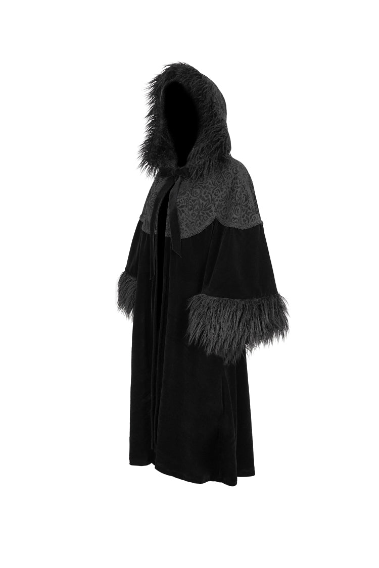 Black Jacquard Fabric Petal Stitching Three-Dimensional Webbing Cape Like Wide Wool Sleeves Women's Gothic Jacket - Product - 7