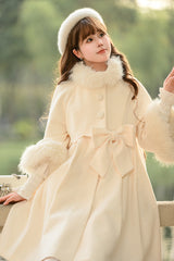 Apricot Long Sleeves Bowknot Sweet Princess Lolita Long Coat - Product - 2