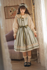 Forest Atlas Striped Print Bowknot Sweet Lolita Jumper Dress 3 Colors - Product - 10