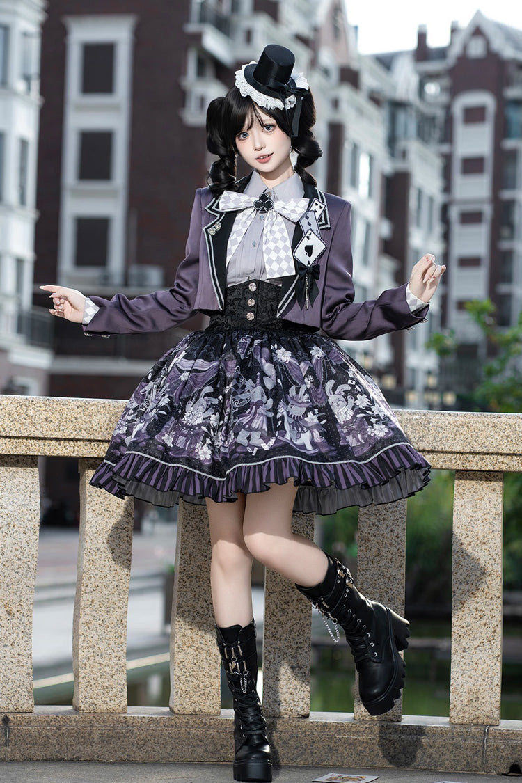 ブラック／パープル [Magic Troupe] プリント フリル スウィート クラシカルロリータスカートセット 商品画像